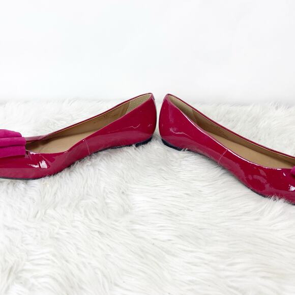 Talbots 8 B Womens Raspberry Patent Leather Briana4 Bow Detail Flats - Picture 7 of 12